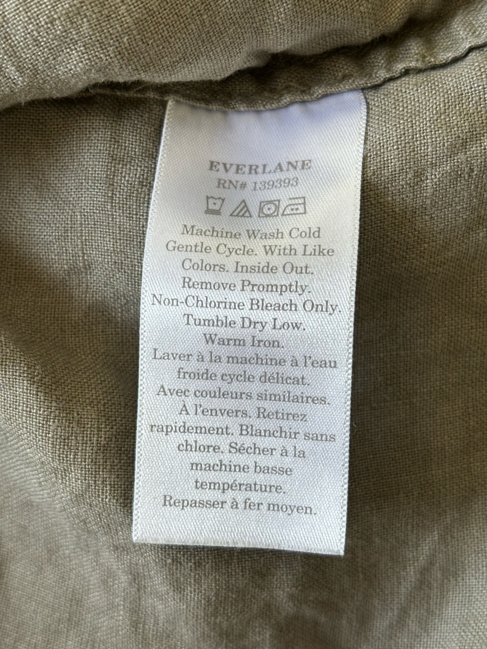 Everlane Linen Olive Green Short Sleeve Top S - Picture 5 of 8